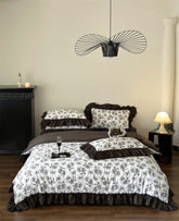 Aimé Romantic Vintage Ruffle Bedding Set - Gray